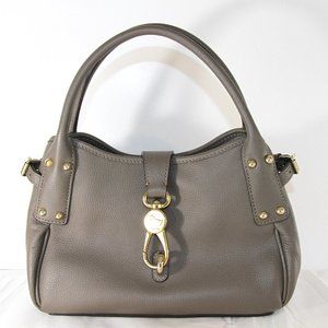 Reposting Dooney & Bourke Gray and Red Shoulder Bag with Gold Accents